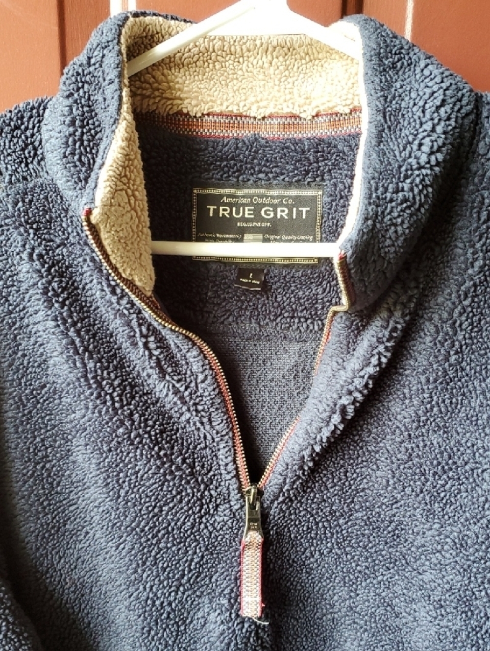 True Grit Men’s Navy Sherpa Zip Pullover - Picture 7 of 12